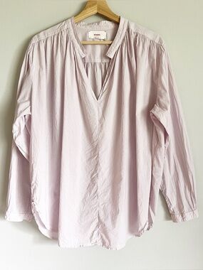 Xirena Top Size Medium Popover Blouse Pale Pink Cotton Lightweight Long Sleeve